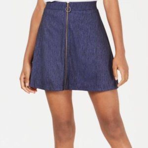 Ultra Flirt Zip Front Chambray Skater Skirt